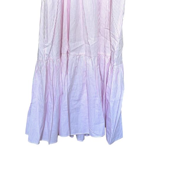 NWT Eloquii Pink Striped Smocked Ruffle Midi Dress – Size 18/20 Plus - Picture 7 of 10